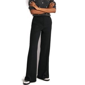 Boden wool blend relaxed flare black pants business career wear woman 8 Regular